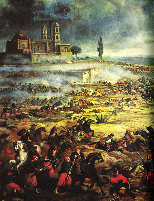 Painting depicting the Battle of Puebla in 1862