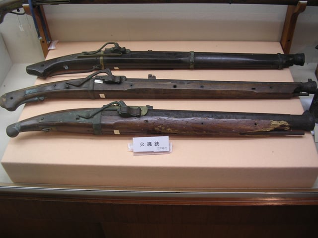 Various Japanese (samurai) Edo period matchlocks (tanegashima).