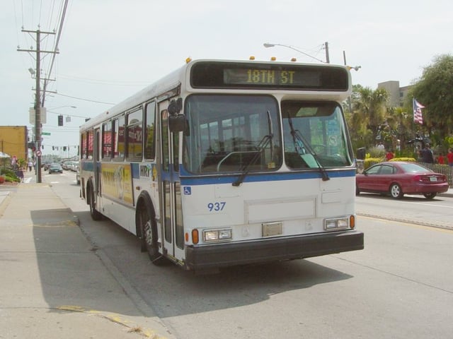 A Hampton Roads Transit bus on Pacific Avenue in Virginia Beach.