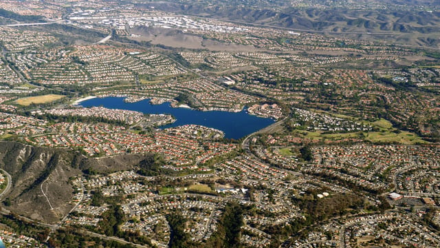 January 2104 aerial view of Lake Mission Viejo and the surrounding developments.
