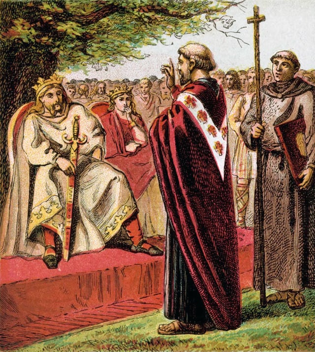 1868 illustration of Augustine addressing the Saxons