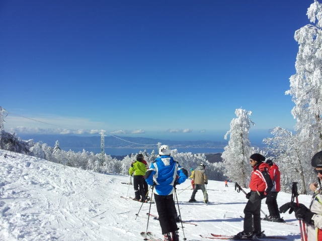 Ski trails near Gambarie overlooking  the Strait of Messina