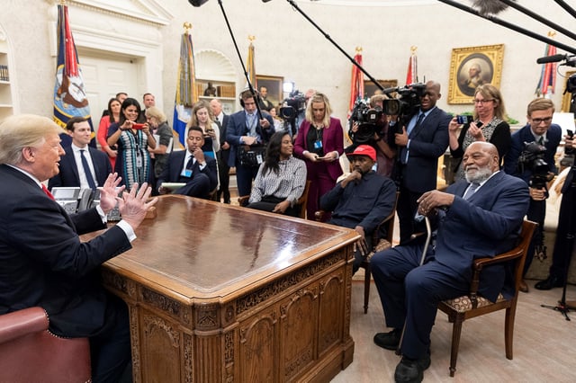 President Donald Trump and Kanye West in the Oval Office, on October 11, 2018