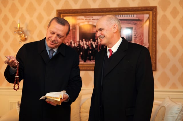 Erdoğan with Greek Prime Minister George Papandreou.