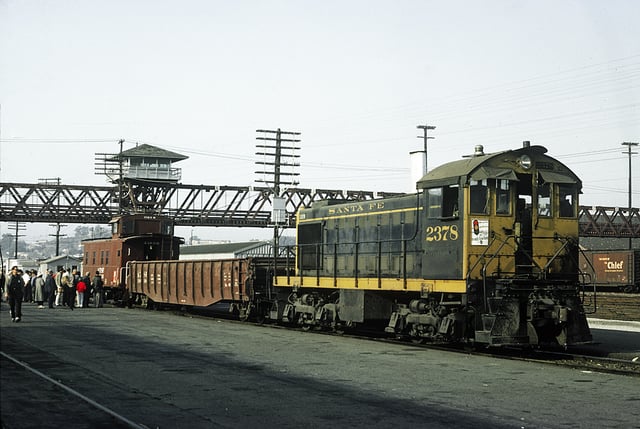 Santa Fe #2378, an Alco S-2 switcher in the Pinstripe scheme (1966)