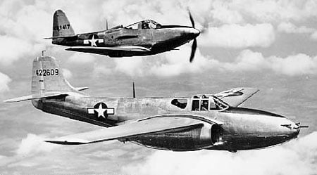 First production P-59A with a P-63 behind