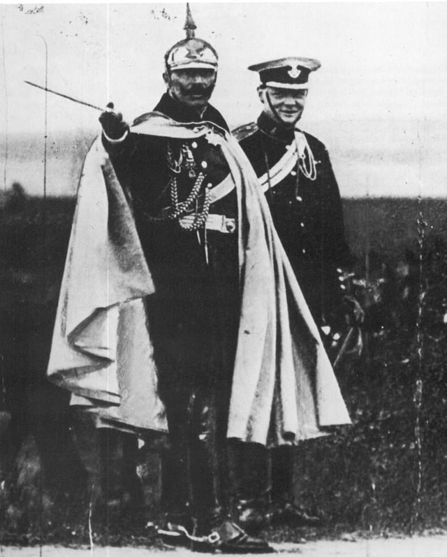 Churchill and German Kaiser Wilhelm II during a military manoeuvre near Breslau, Silesia, in 1906