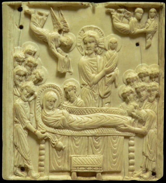 The Dormition: ivory plaque, late 10th–early 11th century (Musée de Cluny)