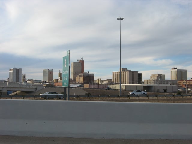 Downtown Lubbock seen from I-27