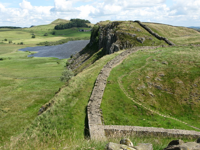 A segment of the ruins of Hadrian's Wall in northern England