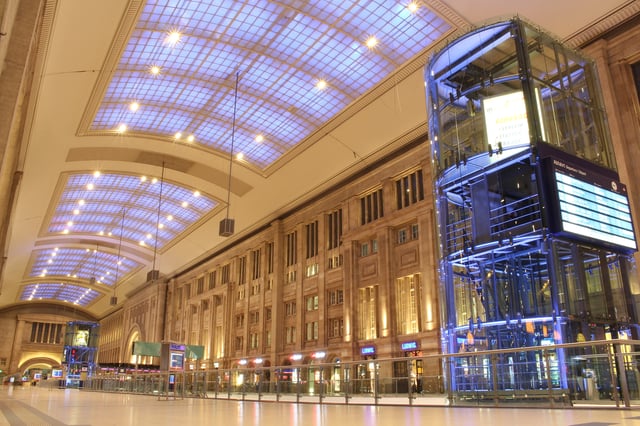 Inside Leipzig main station.