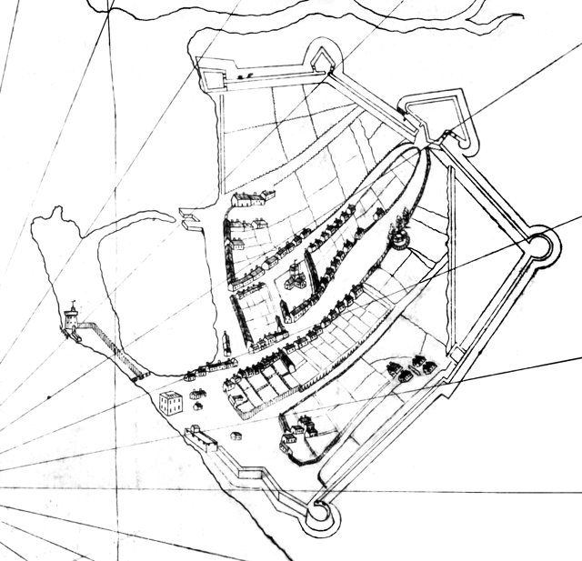 A map of Portsmouth in around 1540.