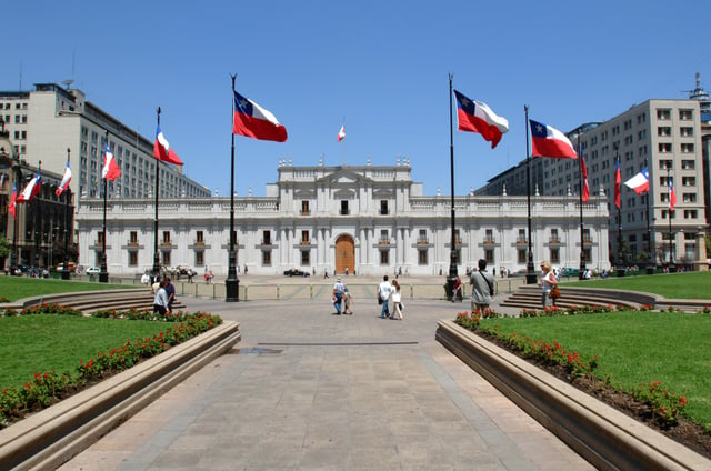 The Palacio de La Moneda in downtown Santiago