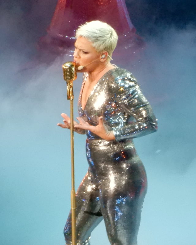 Pink performing in New York in April 2018