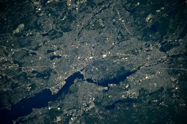 Photograph of Providence, Rhode Island taken from the International Space Station (ISS)