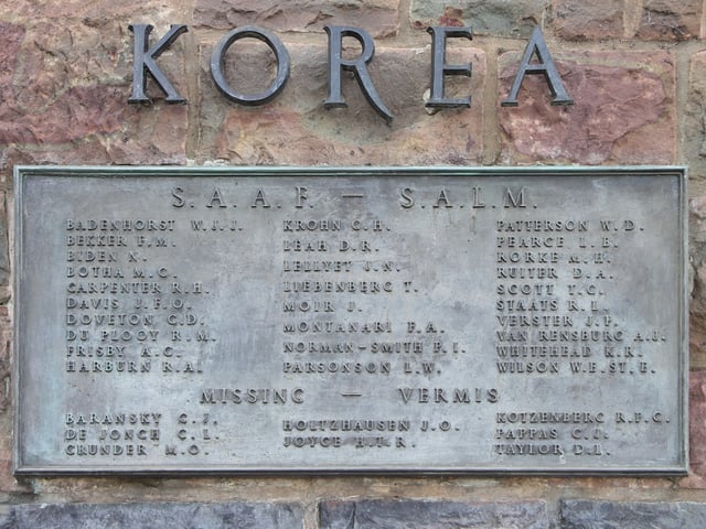 Korean War memorials are found in every UN Command Korean War participant country; this one is in Pretoria, South Africa.