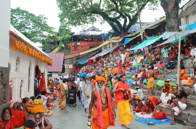 People gathered at Kamakhya Temple for the Ambubachi Mela