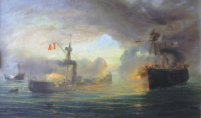 The Battle of Angamos, during the War of the Pacific.