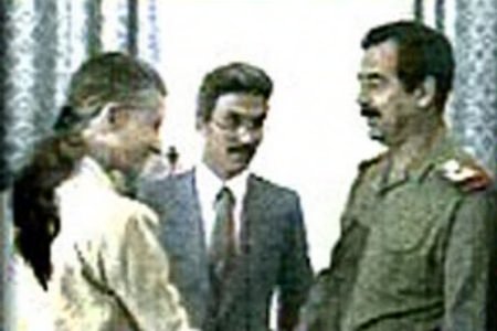 U.S. Ambassador to Iraq April Glaspie meets Saddam for an emergency meeting