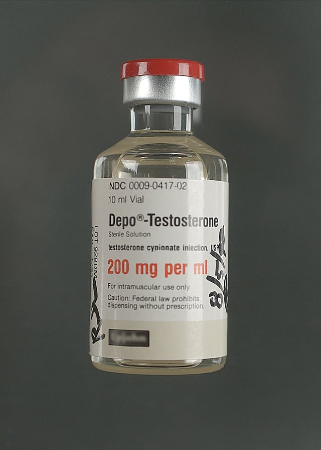 A vial of injectable testosterone cypionate