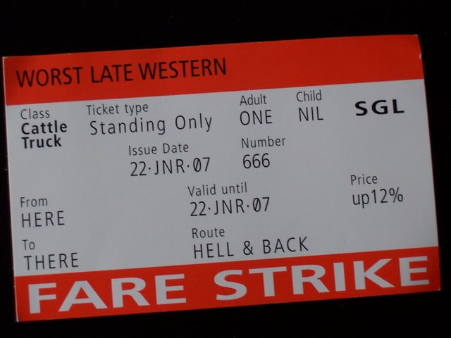 Fake tickets distributed by protestors on 22 January 2007