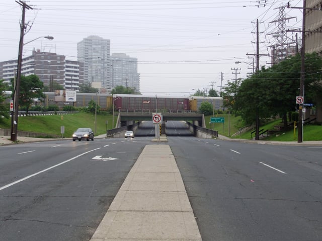 Just north of Bloor Street West, Islington Avenue is bridged by the CPR midtown line