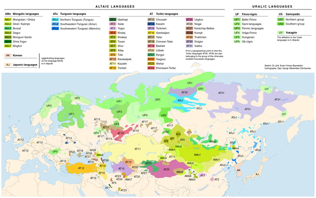 Distribution of Uralic, Altaic, and Yukaghir languages