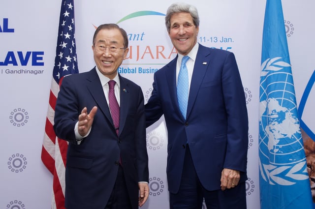 U.S. Secretary of State John Kerry and Ban Ki-moon, 11 January 2015