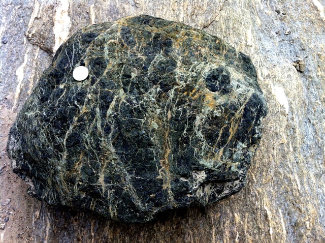 A rock of serpentinite from the Maurienne valley, Savoie, French Alps