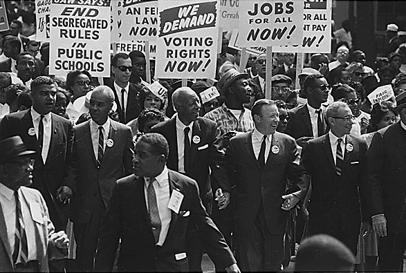A march in Washington D.C., United States, during the Civil Rights Movement in 1963