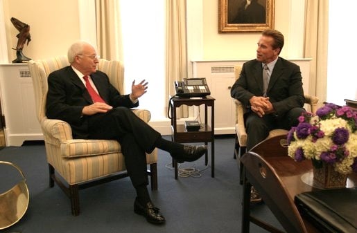 Vice President Dick Cheney meets with Schwarzenegger for the first time at the White House