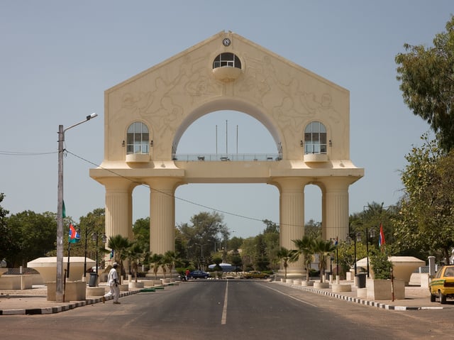 The Arch 22 monument commemorating the 1994 coup which saw the then 29-year-old Yahya Jammeh seize power in a bloodless coup, ousting Dawda Jawara, who had been President of the Gambia since 1970