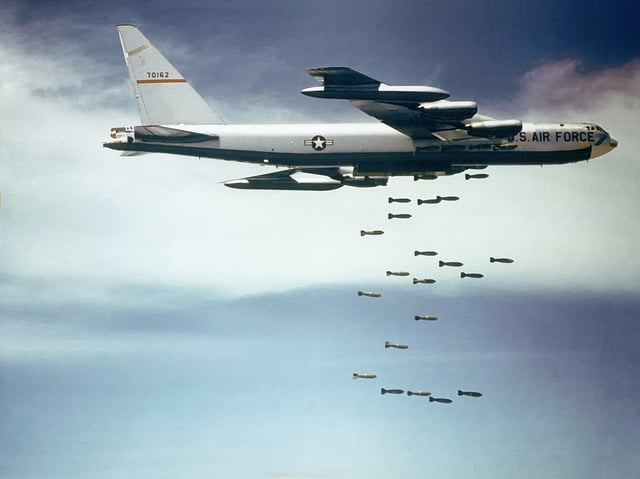 B-52F dropping bombs on Vietnam