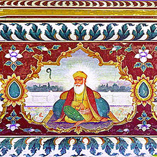 Fresco of Guru Nanak at Goindwal Sahib Gurdwara