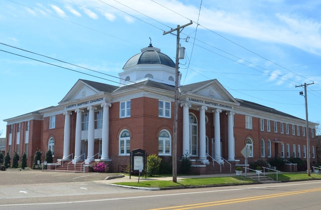 Liberty Baptist Church, a Southern Baptist church, the largest Protestant denomination in Mississippi, in Liberty (Amite County), Mississippi