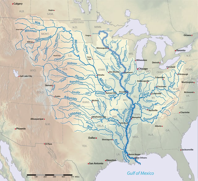 The Mississippi River Watershed is the largest drainage basin of the Gulf of Mexico Watershed.