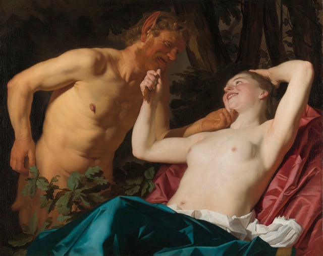 Satyr and Nymph (1623) by Gerard van Honthorst, depicting an obviously consensual affair between a satyr and a nymph