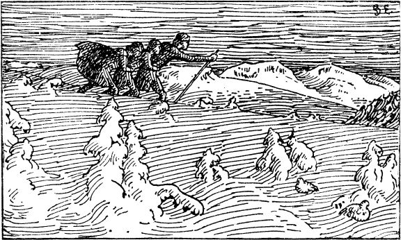 Jämtland does not mean "the even country" but rather "Jamts' land". In this picture the Viking Arnljot Gelline from Jämtland is seen moving through the landscape.