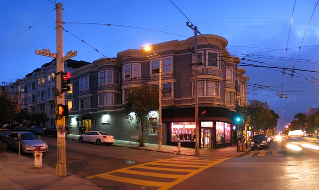 The corner of Haight and Ashbury, center of the San Francisco neighborhood where the Grateful Dead shared a house at 710 Ashbury from fall 1966 to spring 1968.