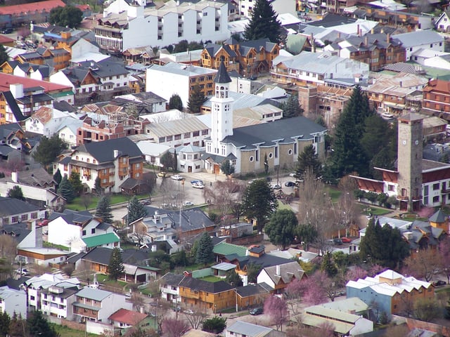 Aerial view of the town of fSan Martín de los Andes.