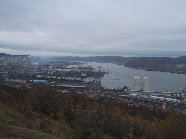 The port of Murmansk in the Kola Bay