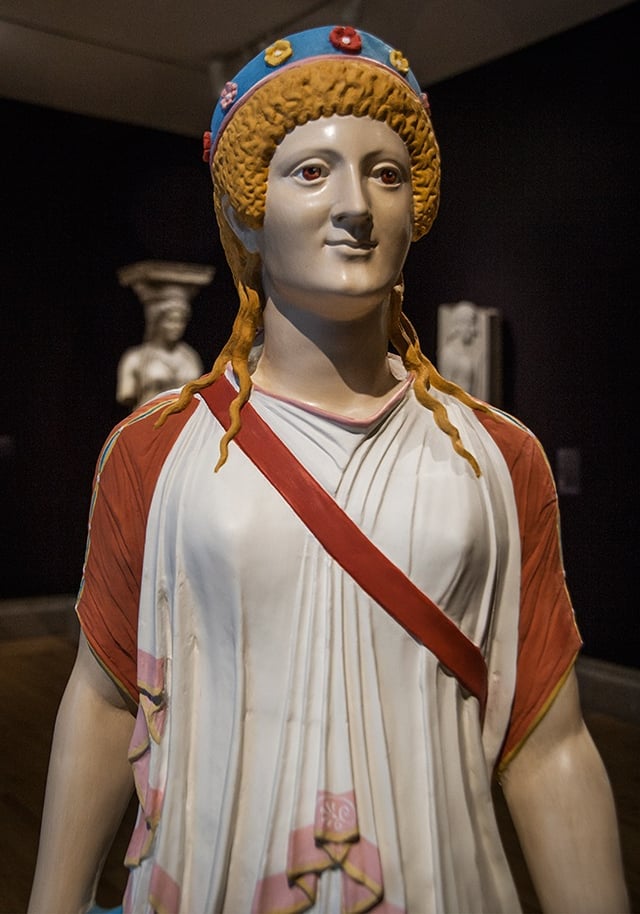 Color reconstruction of a first-century AD statue of Artemis found in Pompeii, reconstructed using analysis of trace pigments - imitation of Greek statues of the sixth century BC (part of Gods in Color)