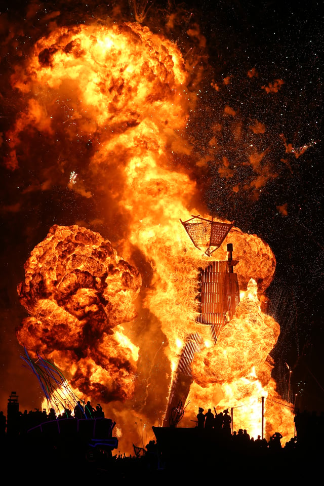 The man burns at Burning Man 2014