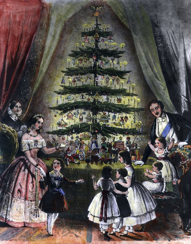 An engraving published in the 1840s of Queen Victoria and Prince Albert created a craze for Christmas trees.