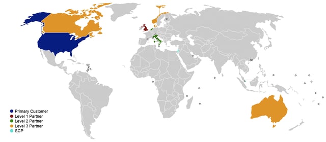 Participant nations:    Primary customer: United States   Level 1 partner: United Kingdom   Level 2 partners: Italy and the Netherlands   Level 3 partners: Australia, Canada, Denmark, and Norway   Security Cooperative Participants: Israel and Singapore