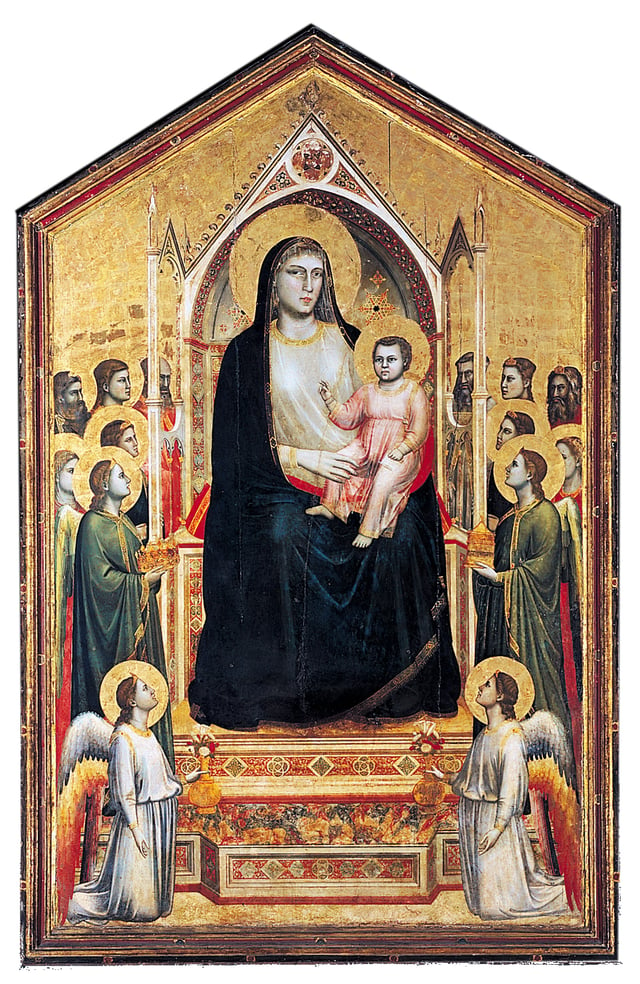 Ognissanti Madonna, (c. 1310) Tempera on wood, 325 by 204 centimetres (128 by 80 inches) Uffizi, Florence
