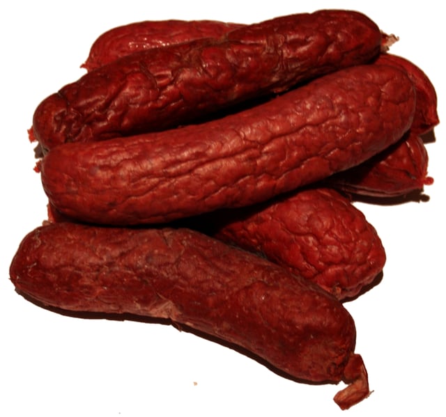 Salchicha oaxaqueña, a type of semi-dry sausage from the Mexican state of Oaxaca