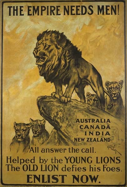 A poster urging men from countries of the British Empire to enlist in the British Army