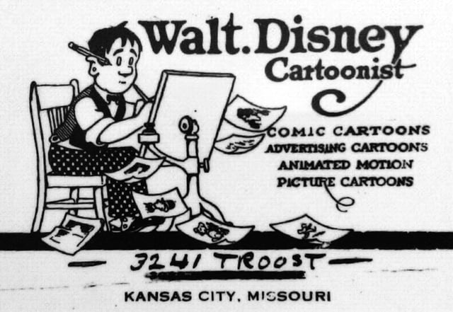 Walt Disney's business envelope featured a self-portrait c. 1921