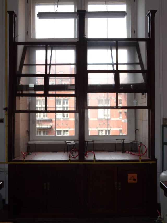 Wooden fume hood at Gdansk University of Technology, 1904